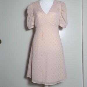 Express Puff Sleeve Pink Skater Dress